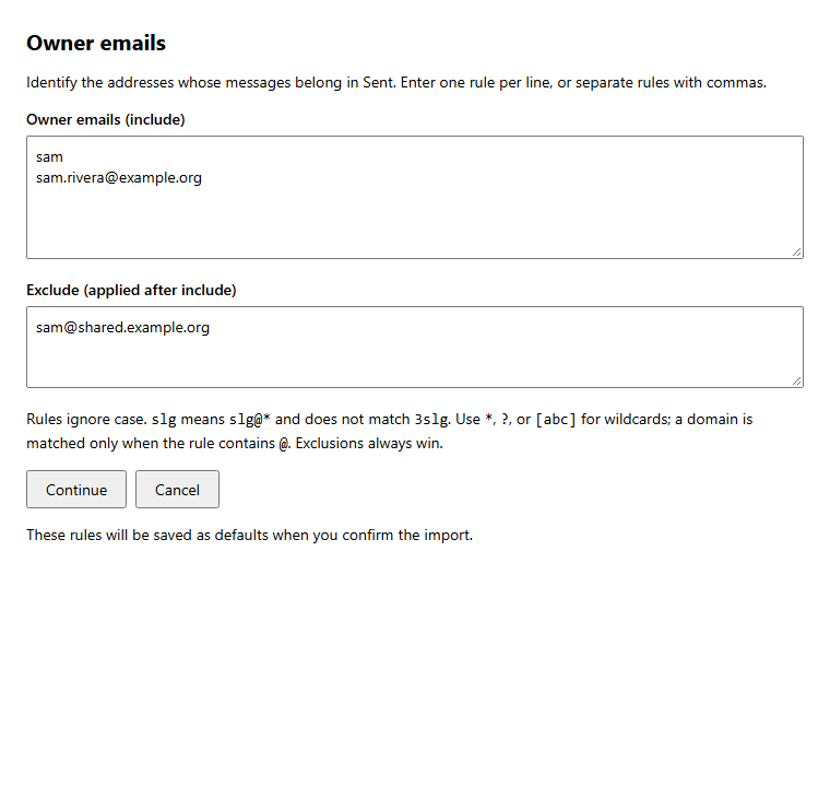 Owner include and exclude fields with synthetic examples